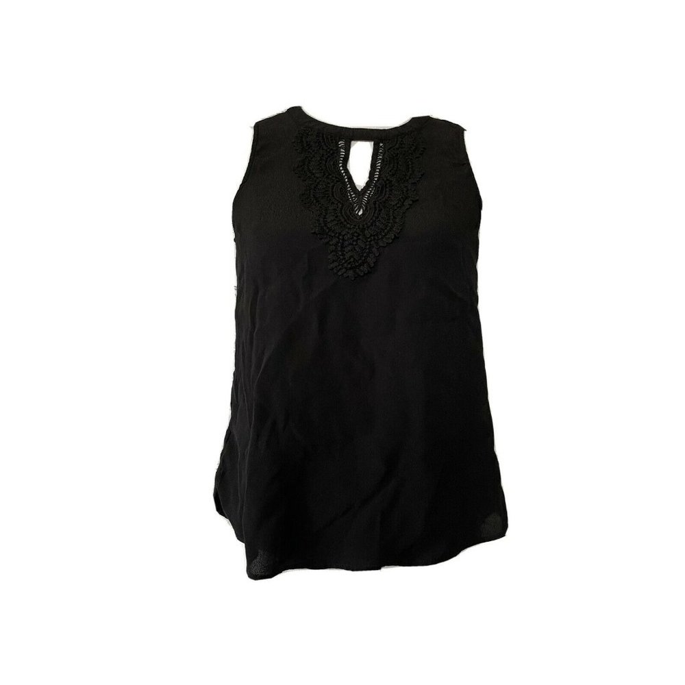 Pale Sky Blouse Medium Black Sleeveless Sheer